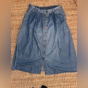 Vintage Napa Valley Casual Blue Denim A-Line Midi Skirt